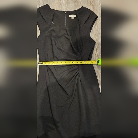 Size 8 | Calvin Klein Square Neck Sheath Midi Dress Fancy Black Dress - Picture 5 of 12